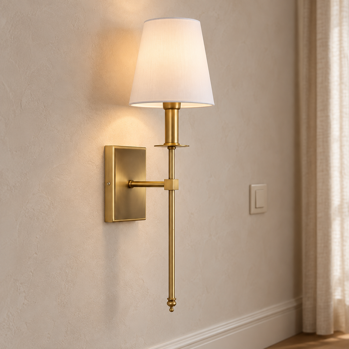 Fabric Wall Light 54cm - Classic Rod Bedside Sconce