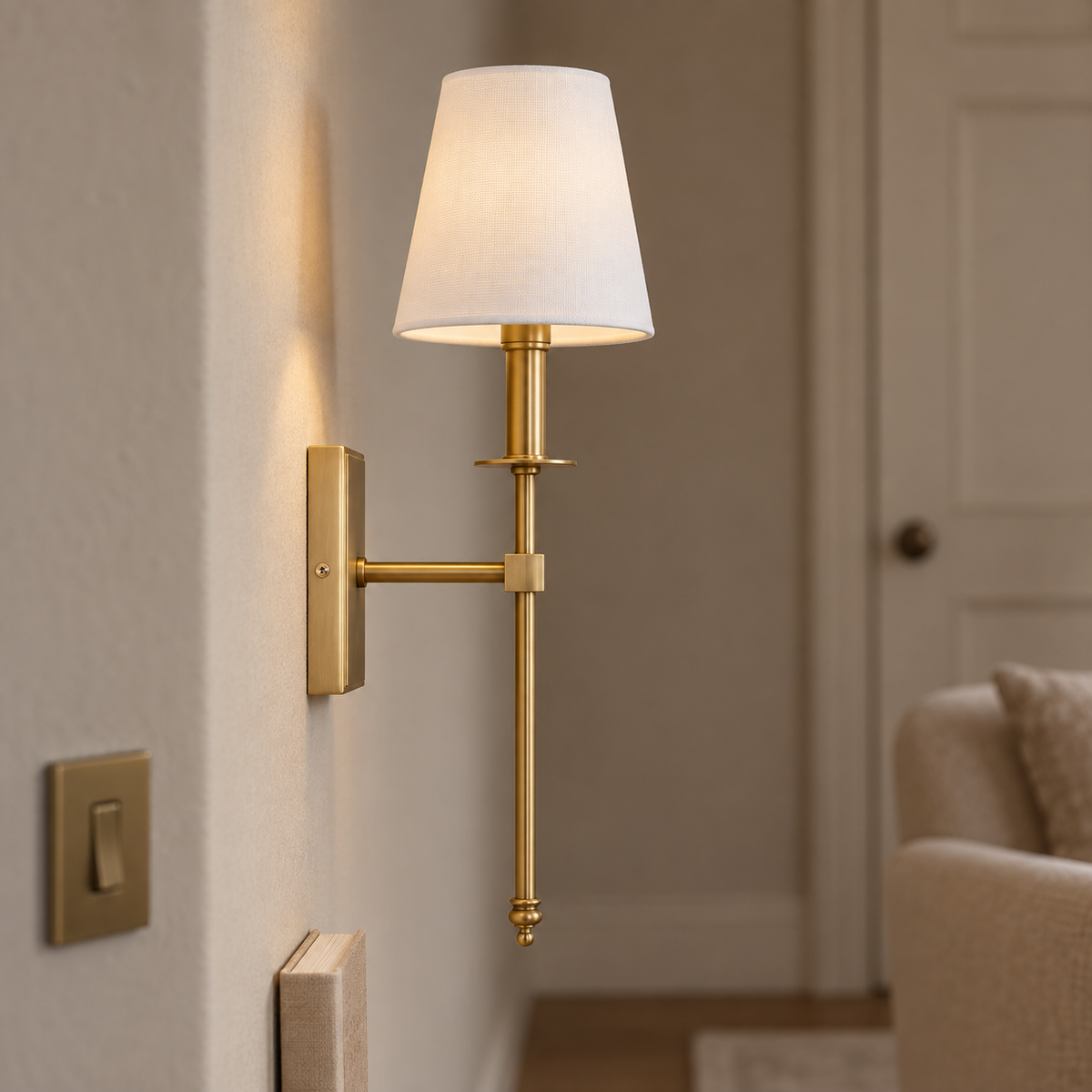 Fabric Wall Light 54cm - Classic Rod Bedside Sconce