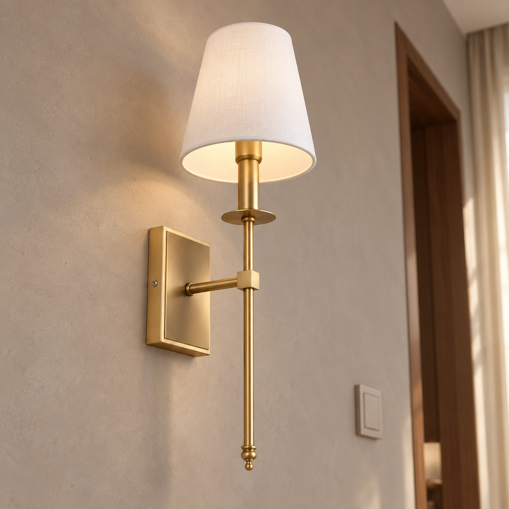 Fabric Wall Light 54cm - Classic Rod Bedside Sconce