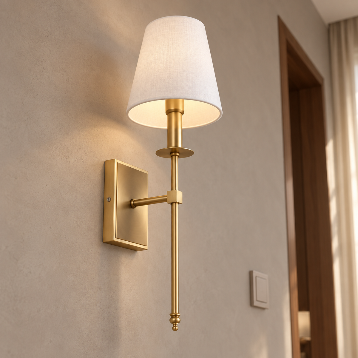 Fabric Wall Light 54cm - Classic Rod Bedside Sconce