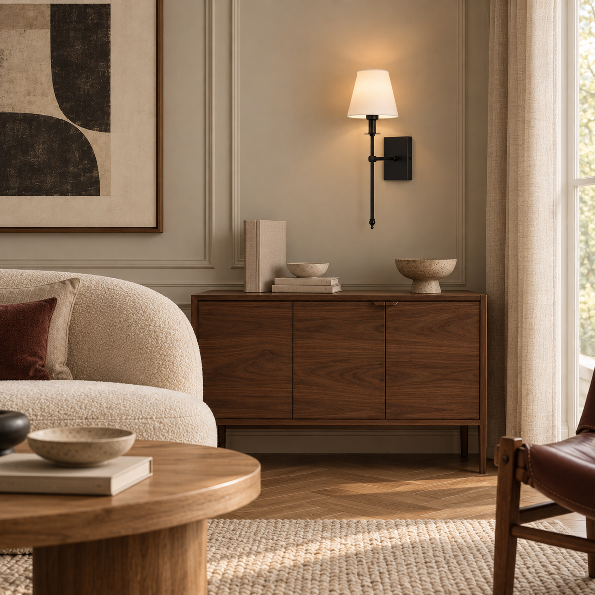 Fabric Wall Light 54cm - Classic Rod Bedside Sconce