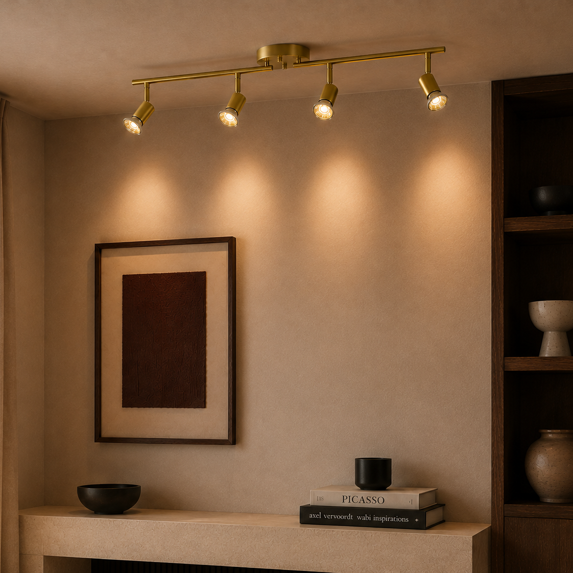 LED Ceiling Spotlight - Foldable 4-Head Bar