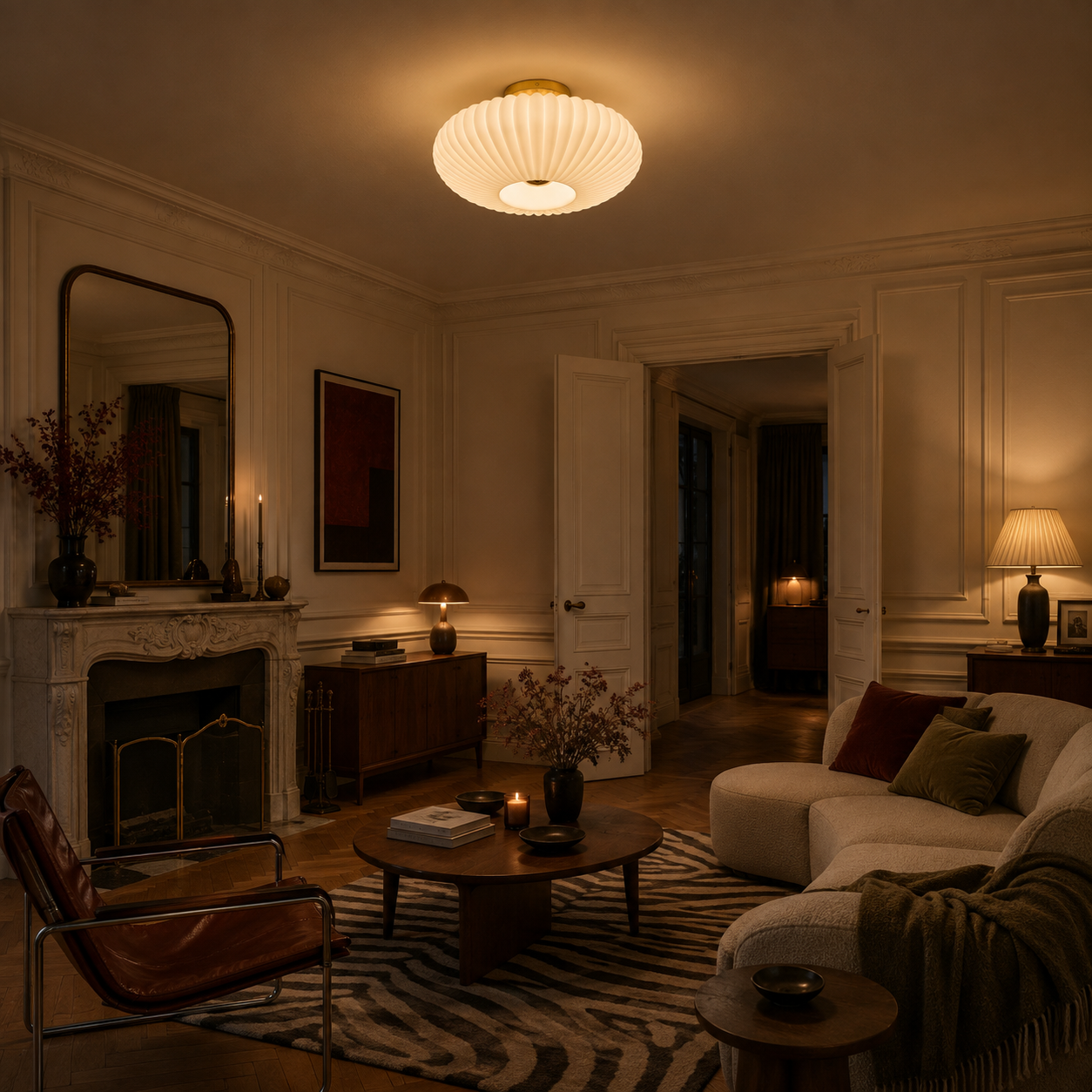 Nordic Glass Ceiling Light - Retro Flush Mount Light