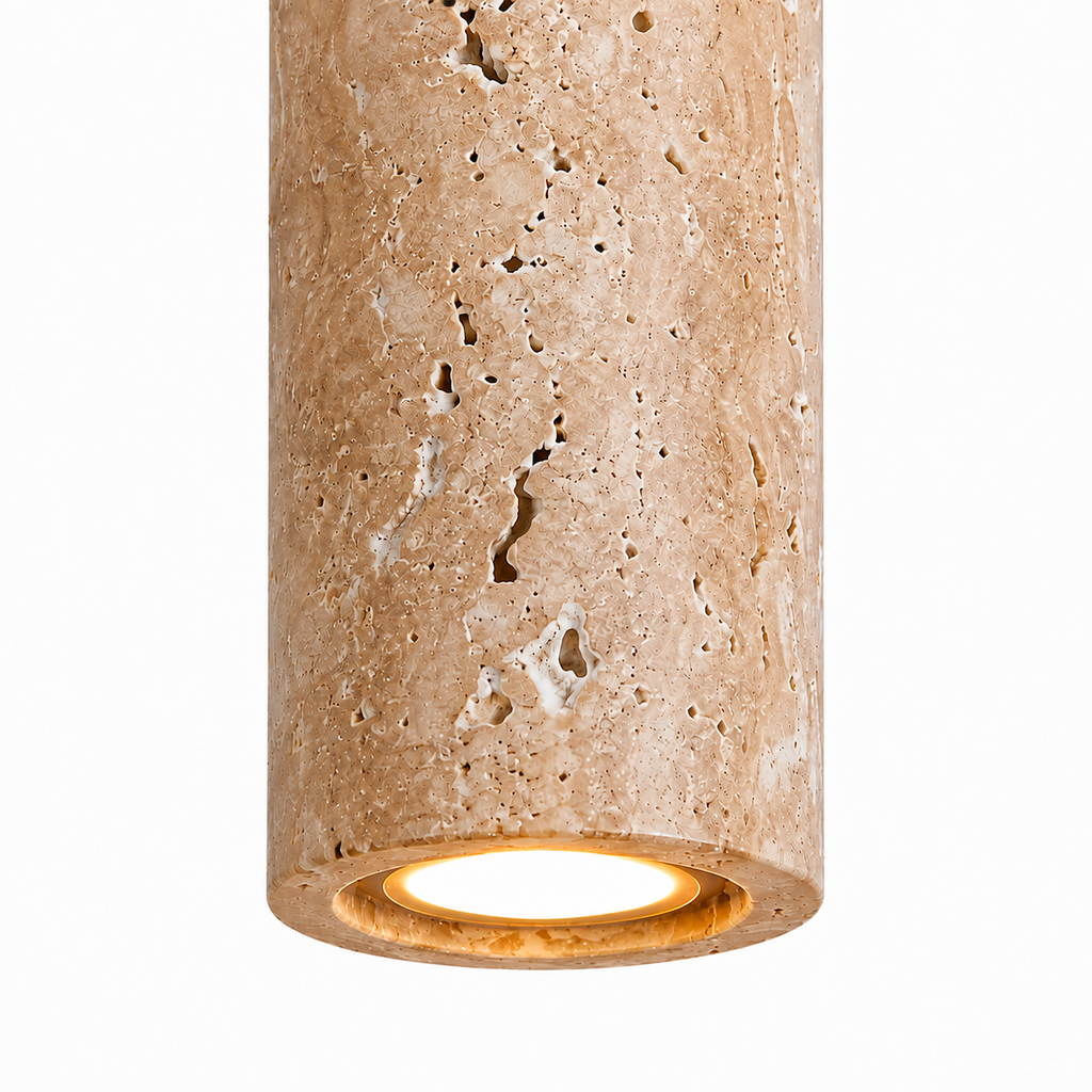 Travertine Pendant Light - Natural Stone Bedside Light