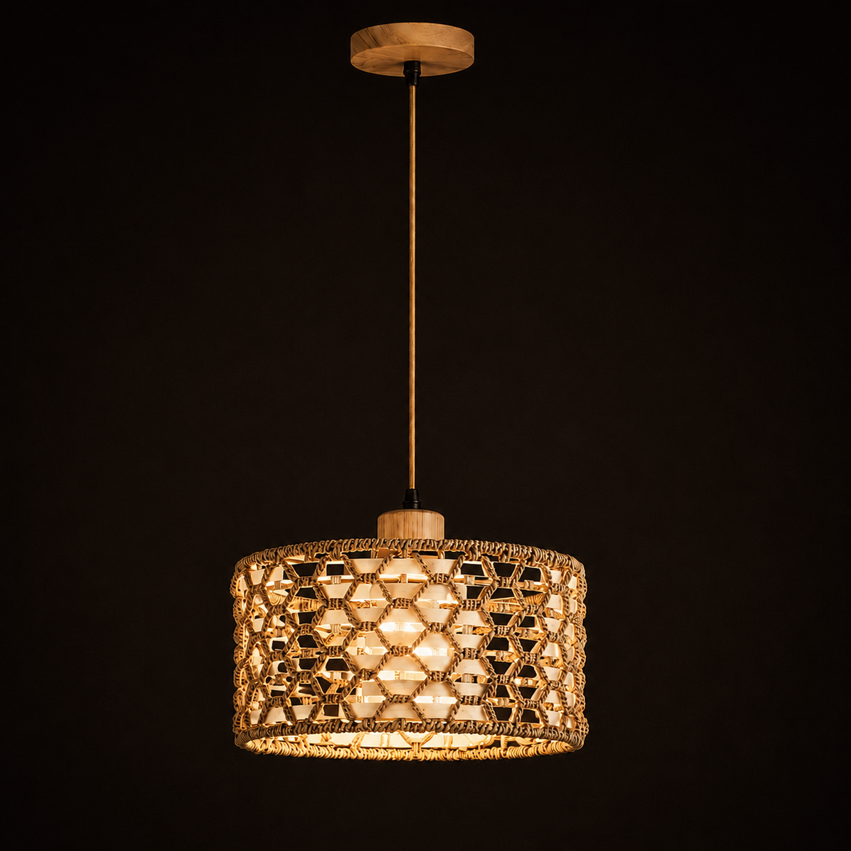 Rattan Pendant Light - Boho Kitchen Island and Dining Pendant