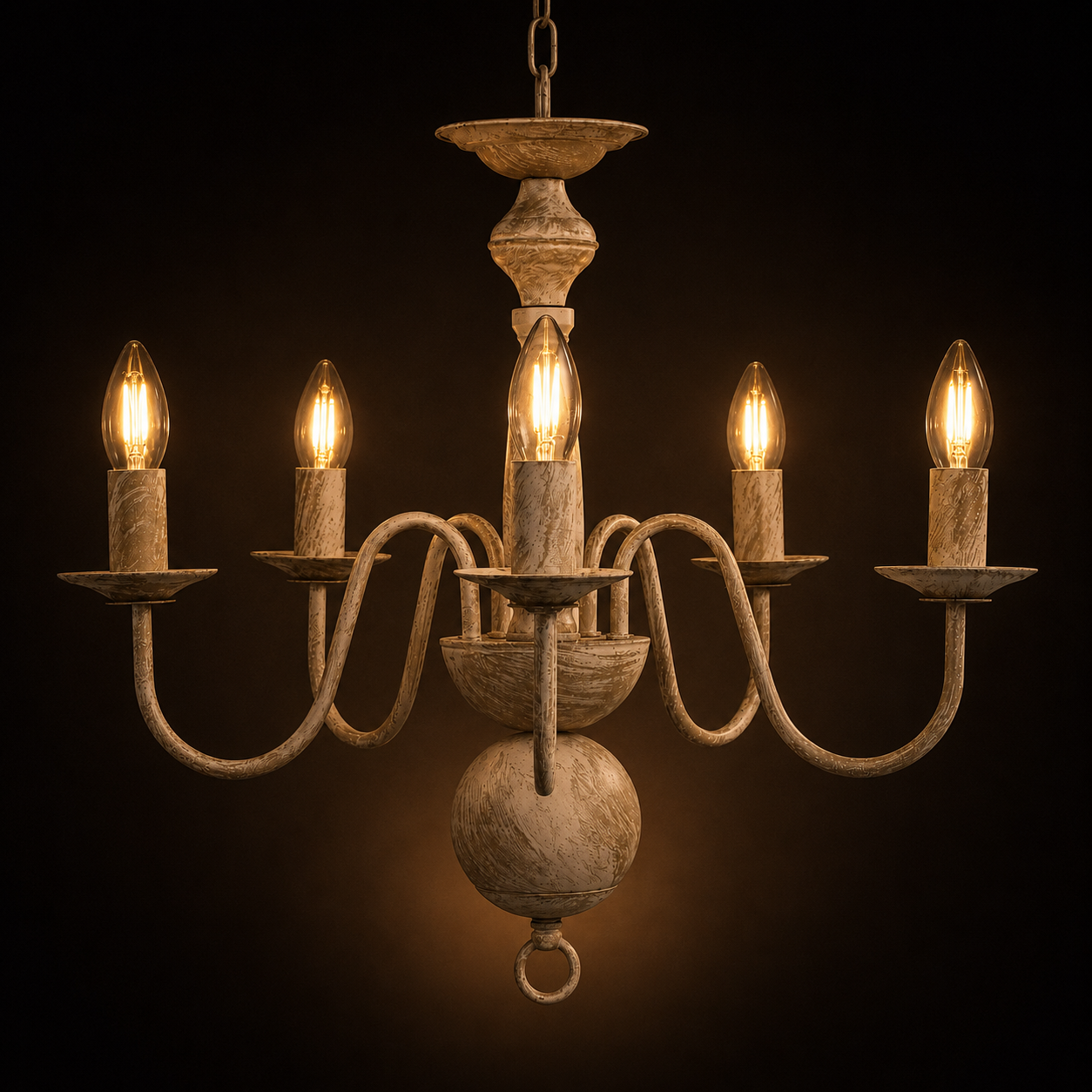 French Chandelier - Antique 5-Light Dining Room Ceiling Light