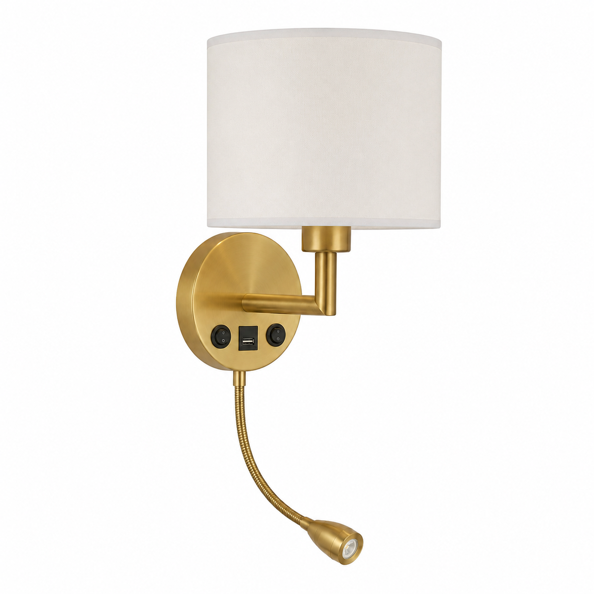 Fabric Wall Light - Adjustable Bedside Reading Sconce