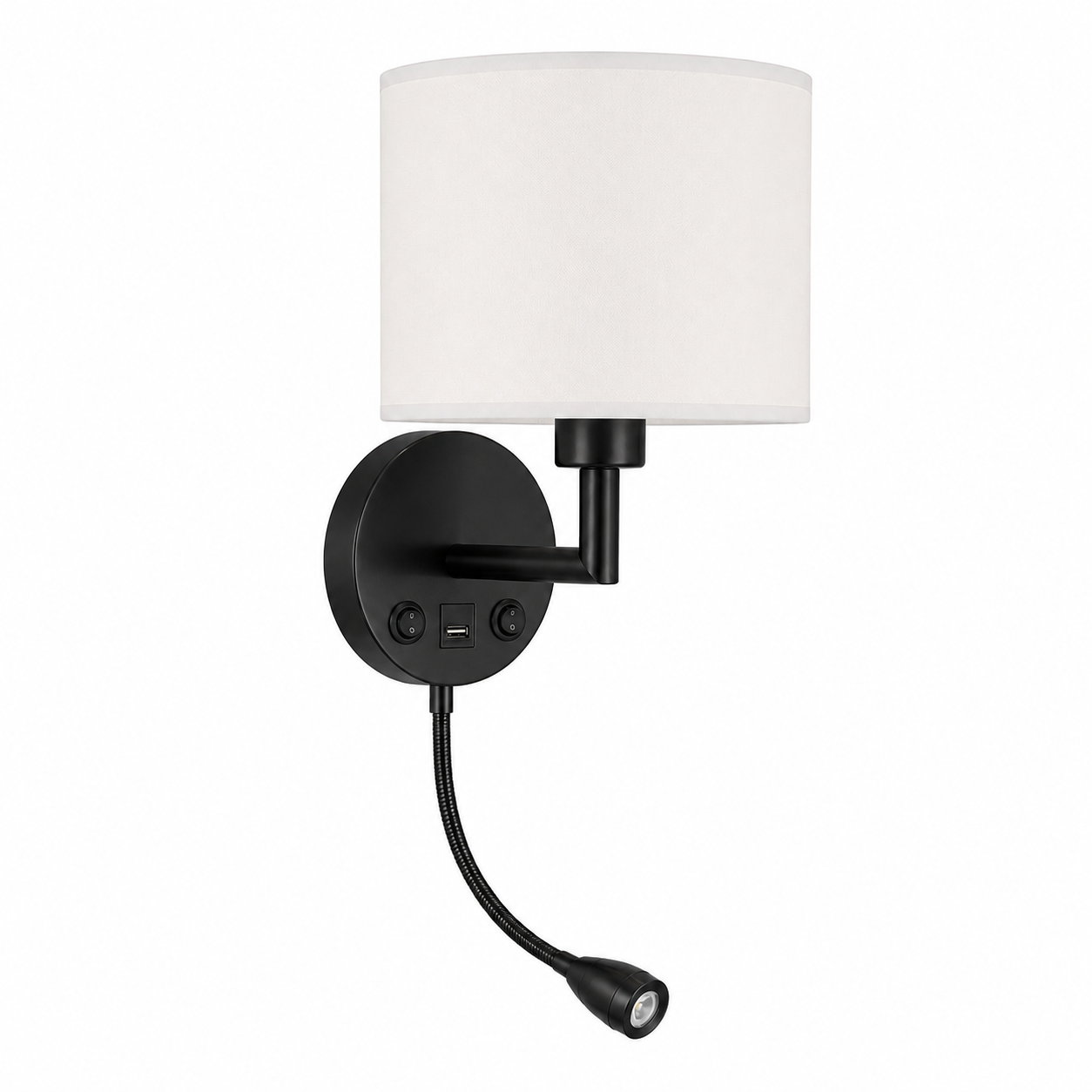 Fabric Wall Light - Adjustable Bedside Reading Sconce