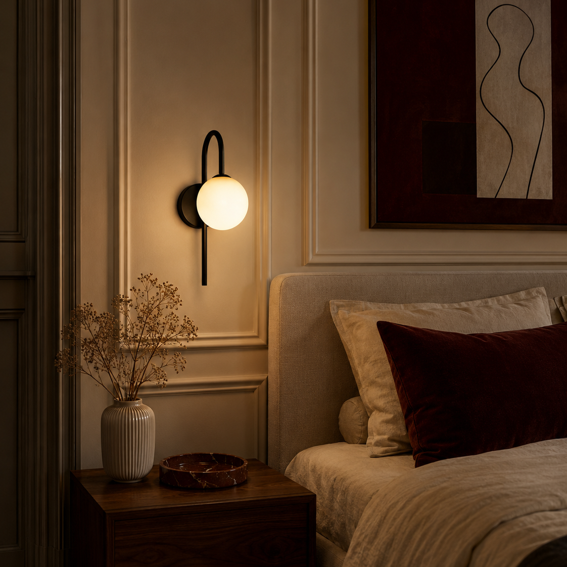 Gooseneck Wall Light - Arc Glass Globe Sconce