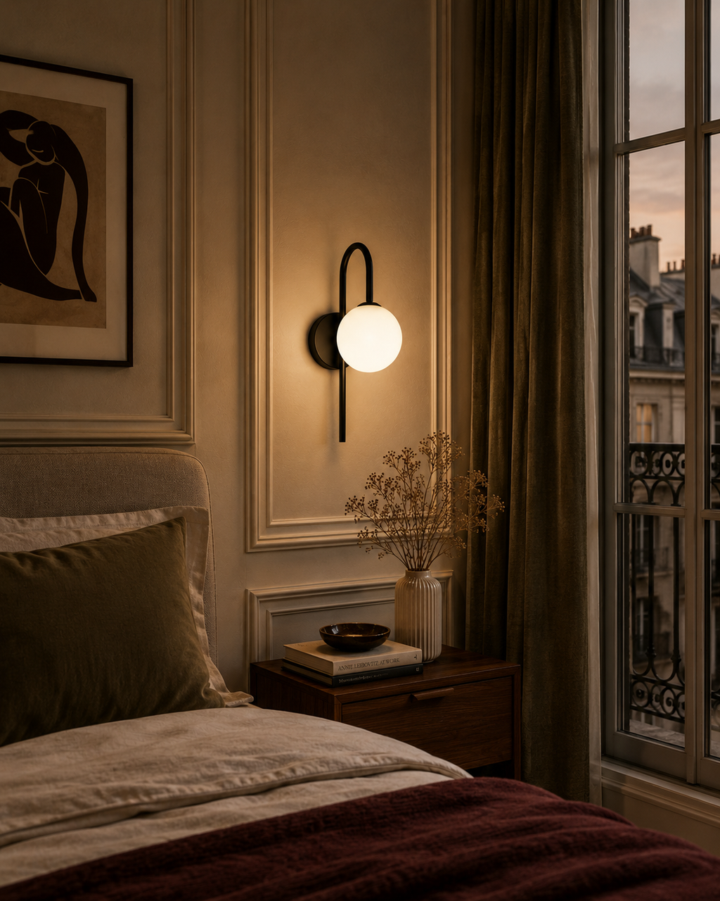 Gooseneck Wall Light - Arc Glass Globe Sconce