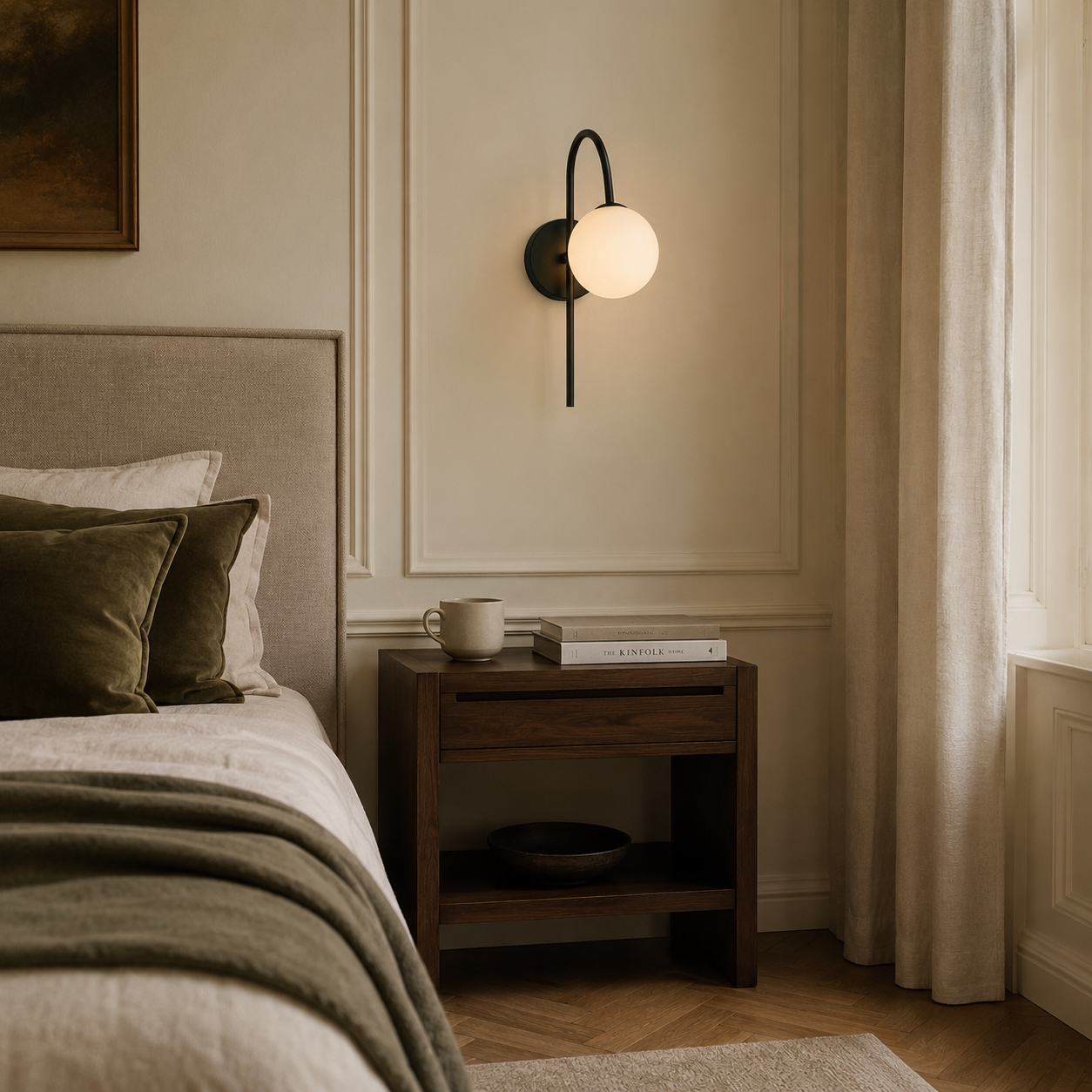 Gooseneck Wall Light - Arc Glass Globe Sconce
