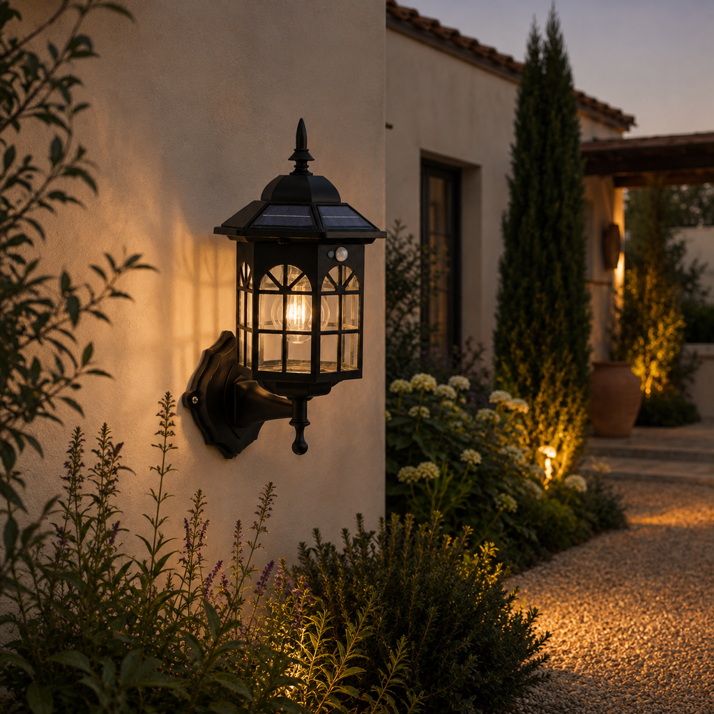 Solar Wall Light - Retro Outdoor Induction Garden Lantern