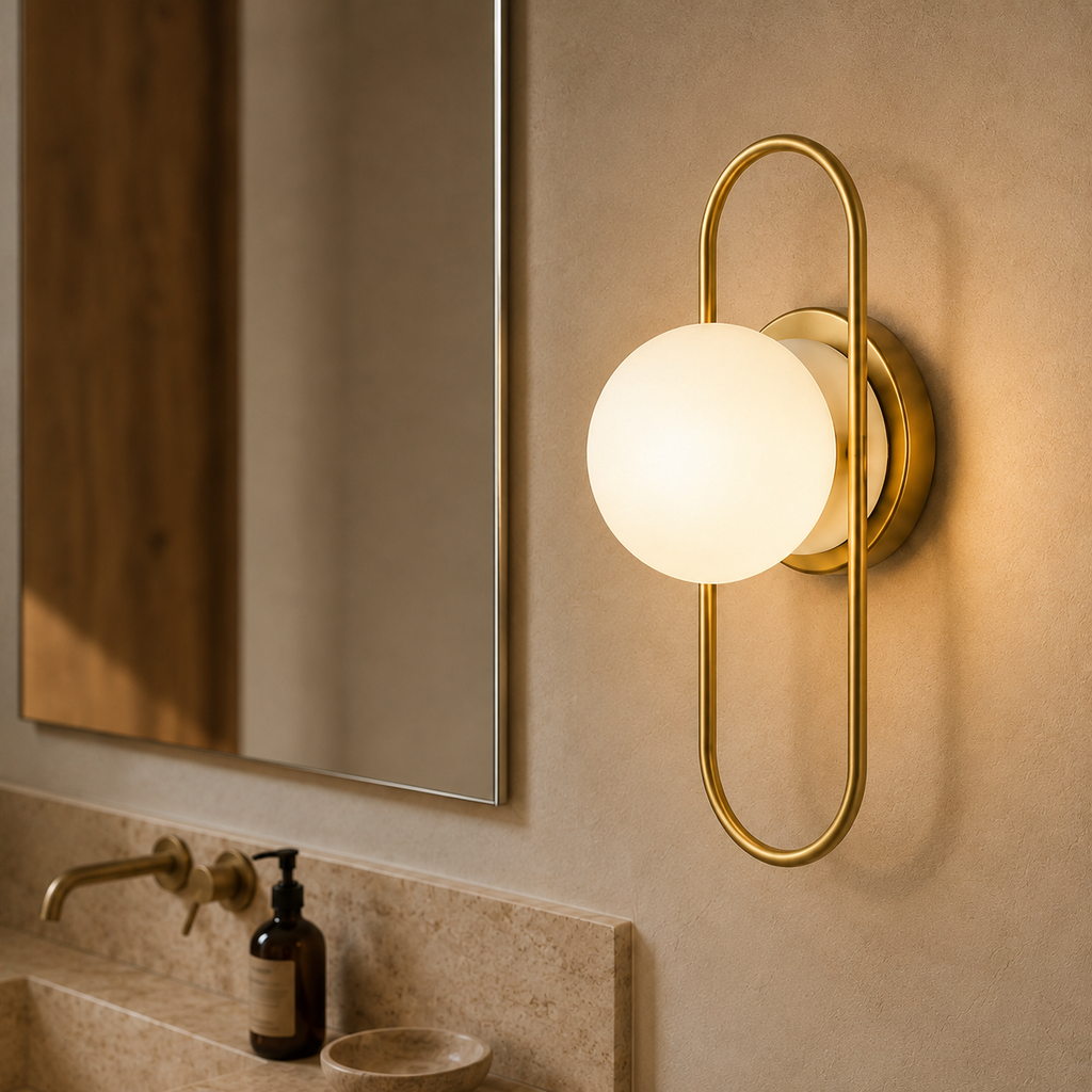Oval Loop Wall Light - Gold Glass Globe Sconce