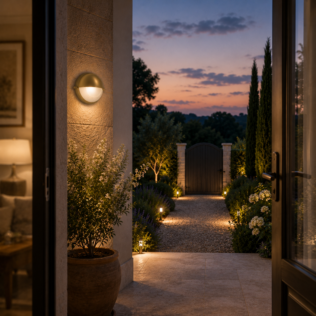 Outdoor Wall Light - French Retro Courtyard Lantern Round Style