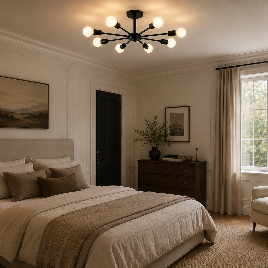 Black Chandelier - Modern 8-Light Iron Ceiling Light