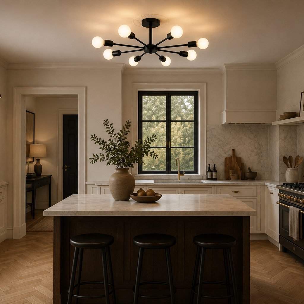 Black Chandelier - Modern 8-Light Iron Ceiling Light