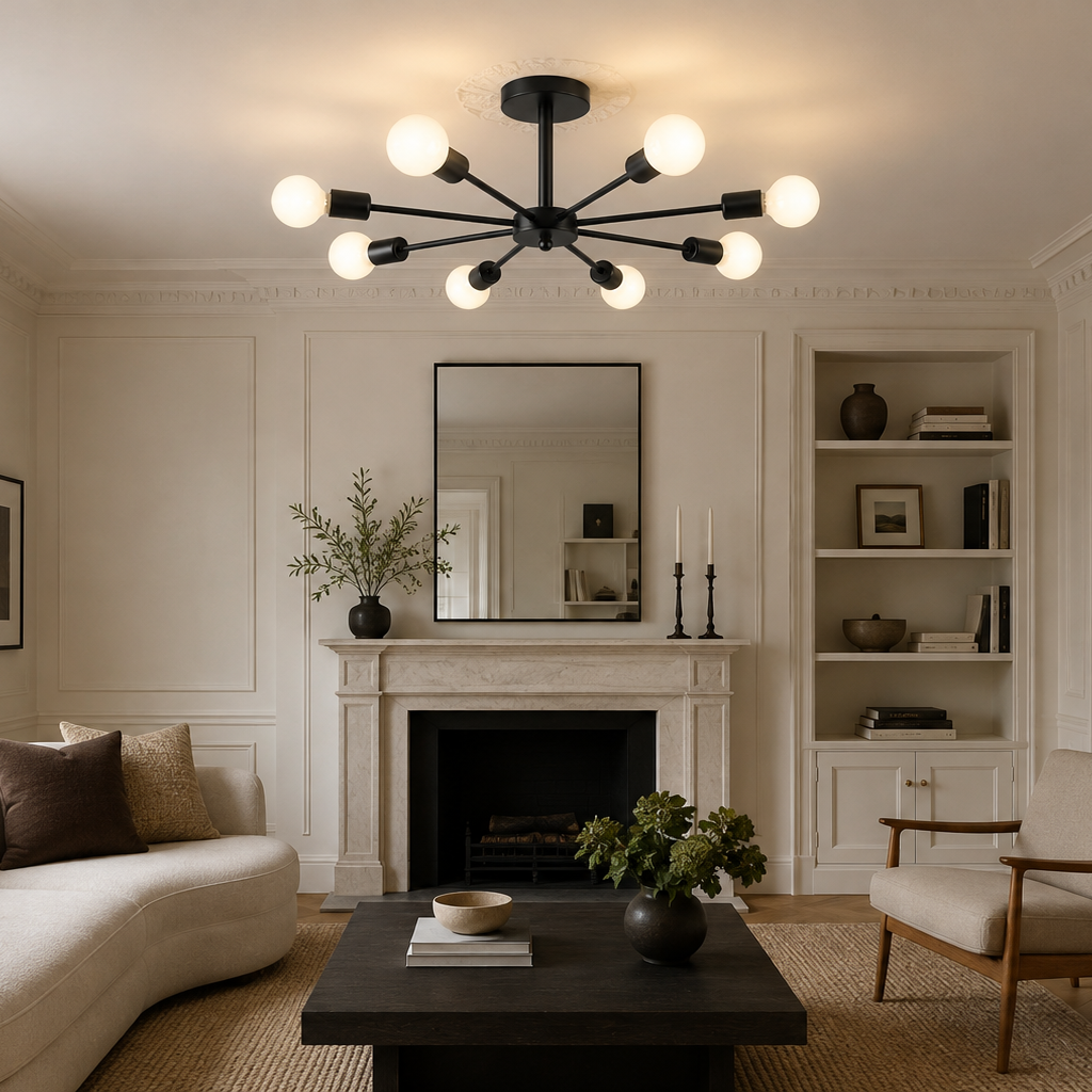 Black Chandelier - Modern 8-Light Iron Ceiling Light