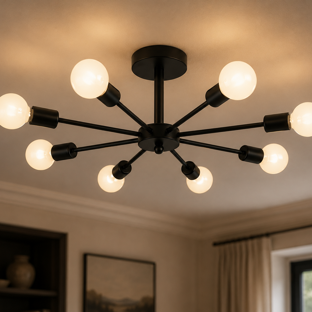Black Chandelier - Modern 8-Light Iron Ceiling Light