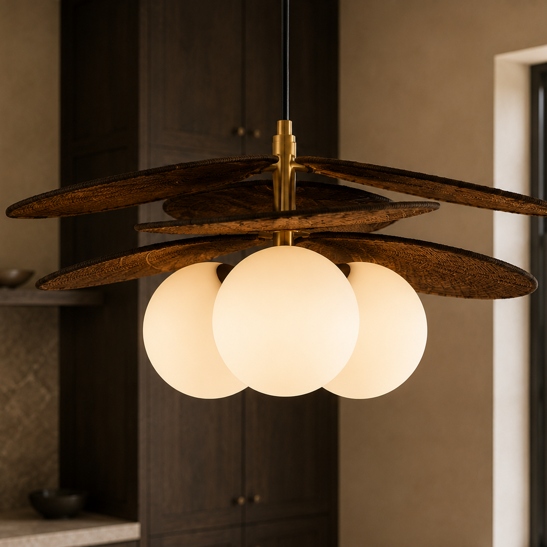 Rattan Pendant Light - Hand-Woven Cluster Light