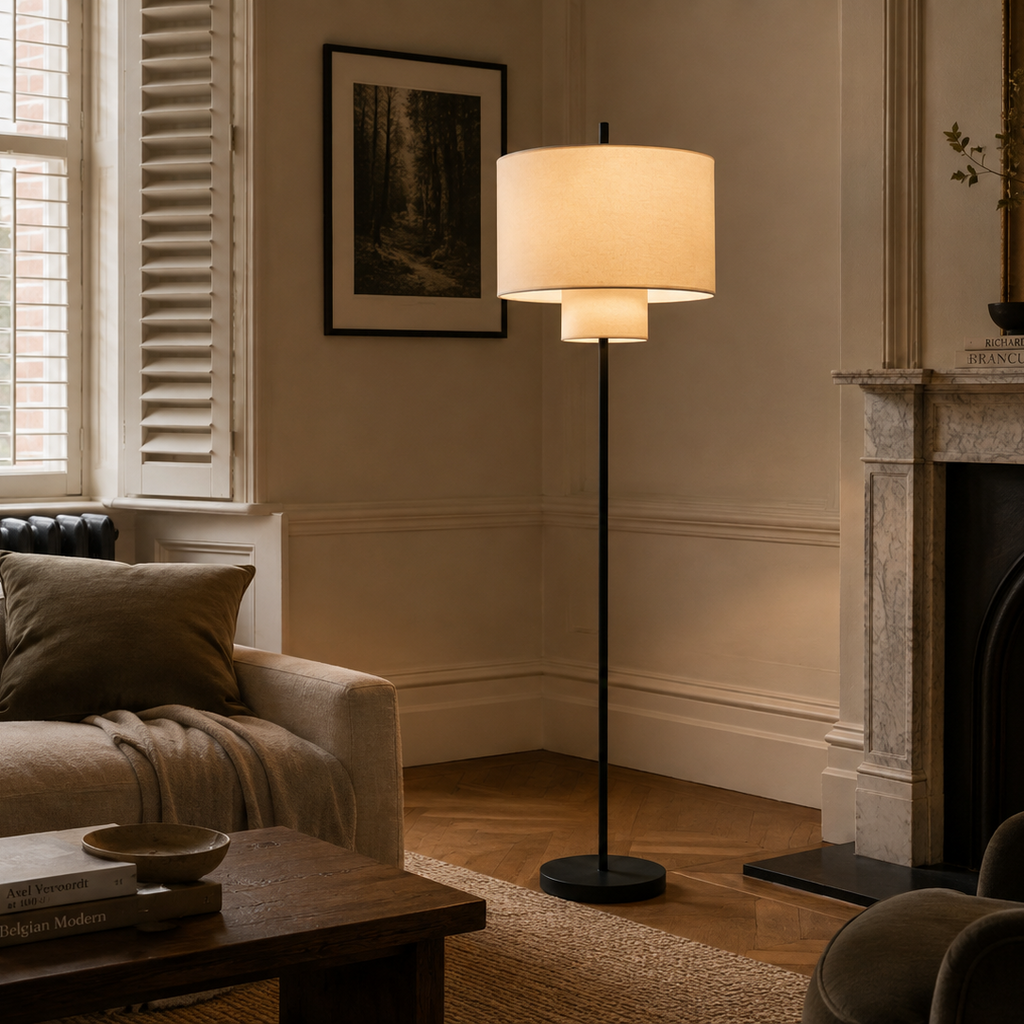 Pebble Floor Lamp - Boho Layered Fabric Standing Light
