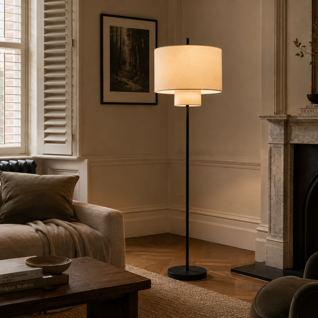 Pebble Floor Lamp - Boho Layered Fabric Standing Light