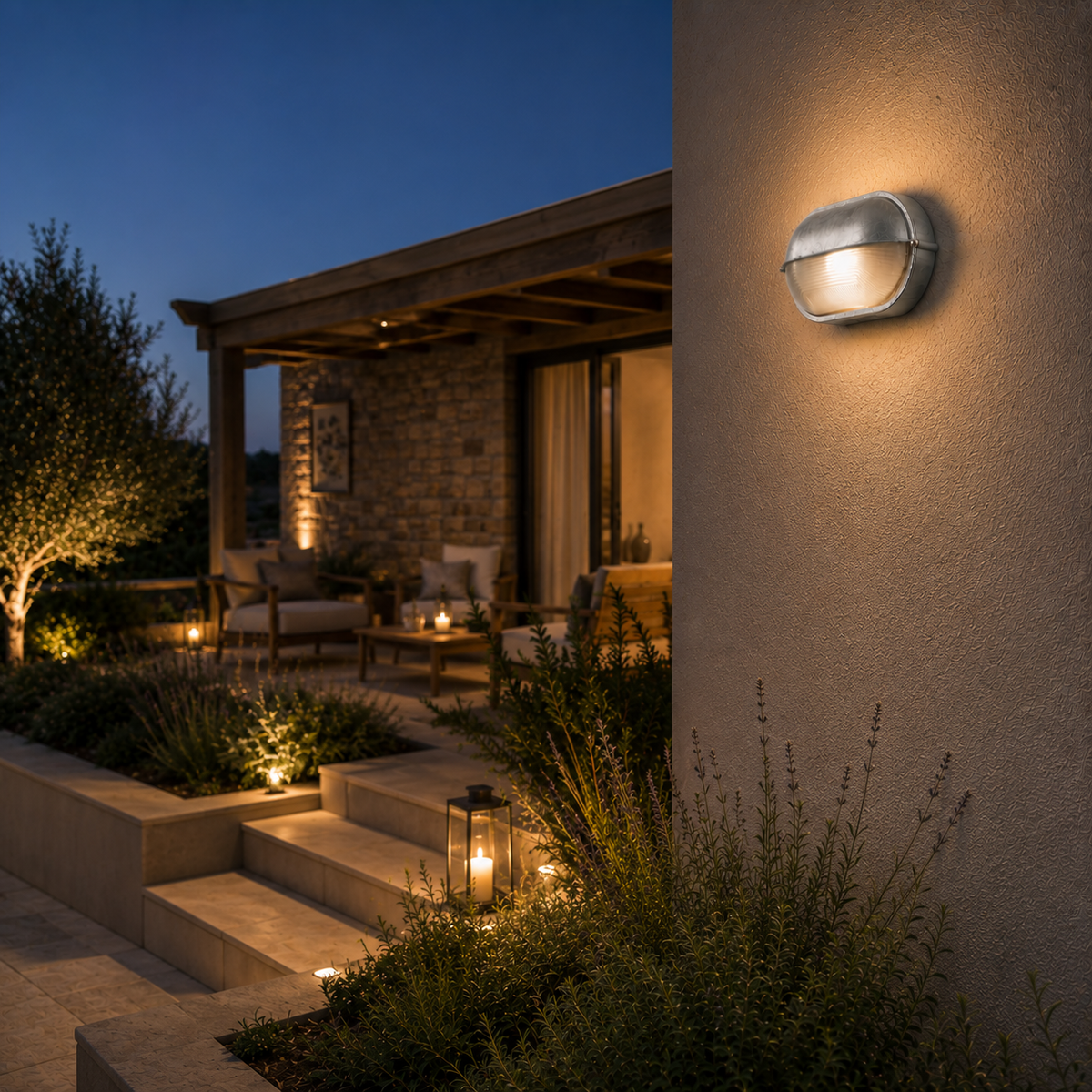 Outdoor Wall Light - French Retro Courtyard Lantern Oval Style