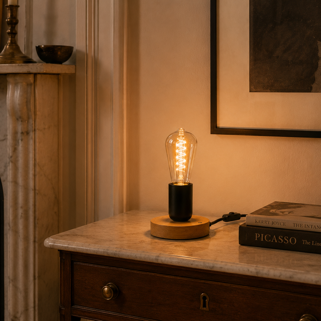 Wood Table Lamp - Modern Retro E27 Desk Lamp