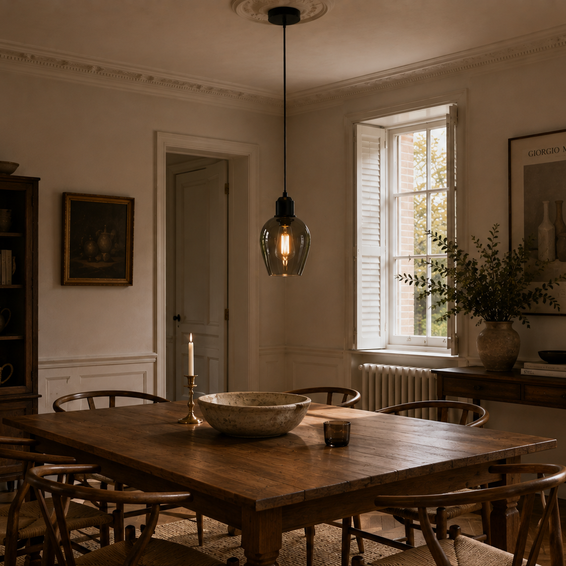 Glass Pendant Light - Vintage Black Dining Cluster Light