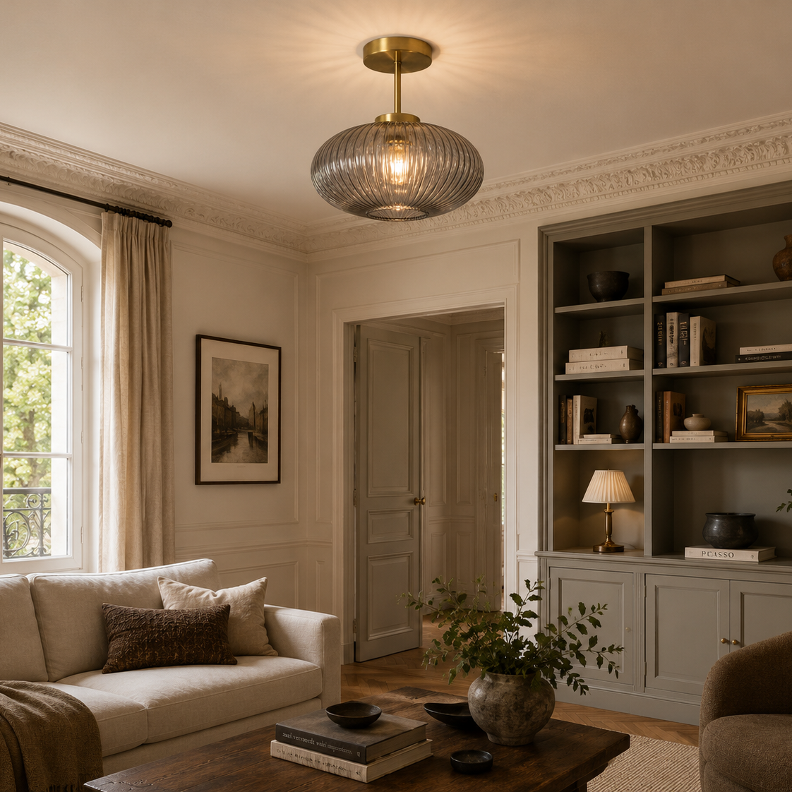Gold Glass Ceiling Light - Hallway & Corridor Flush Light