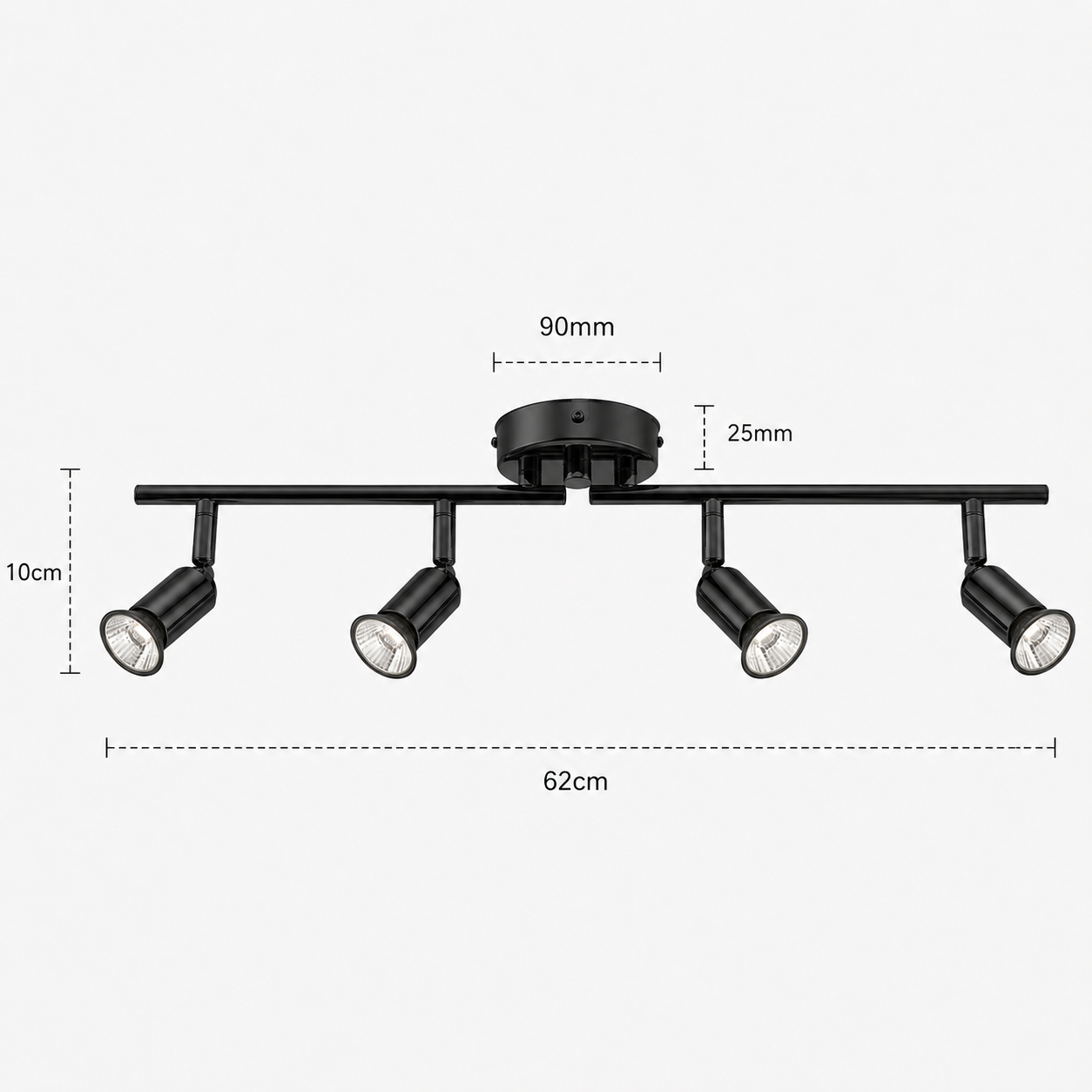 LED Ceiling Spotlight - Foldable 4-Head Bar