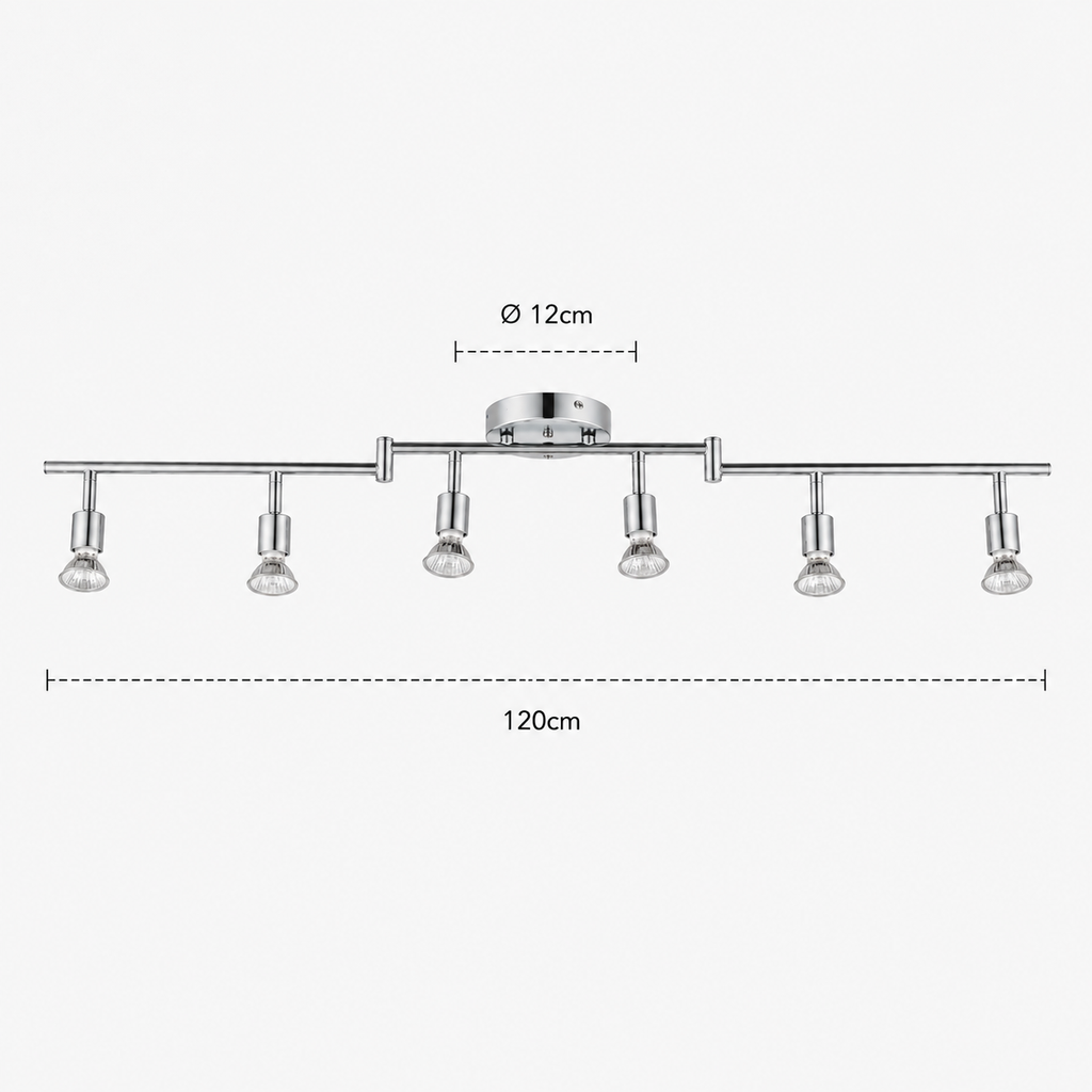 LED Ceiling Spotlight - Foldable 6-Head Bar