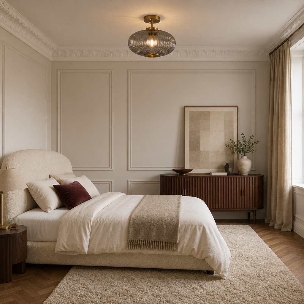 Gold Glass Ceiling Light - Hallway & Corridor Flush Light
