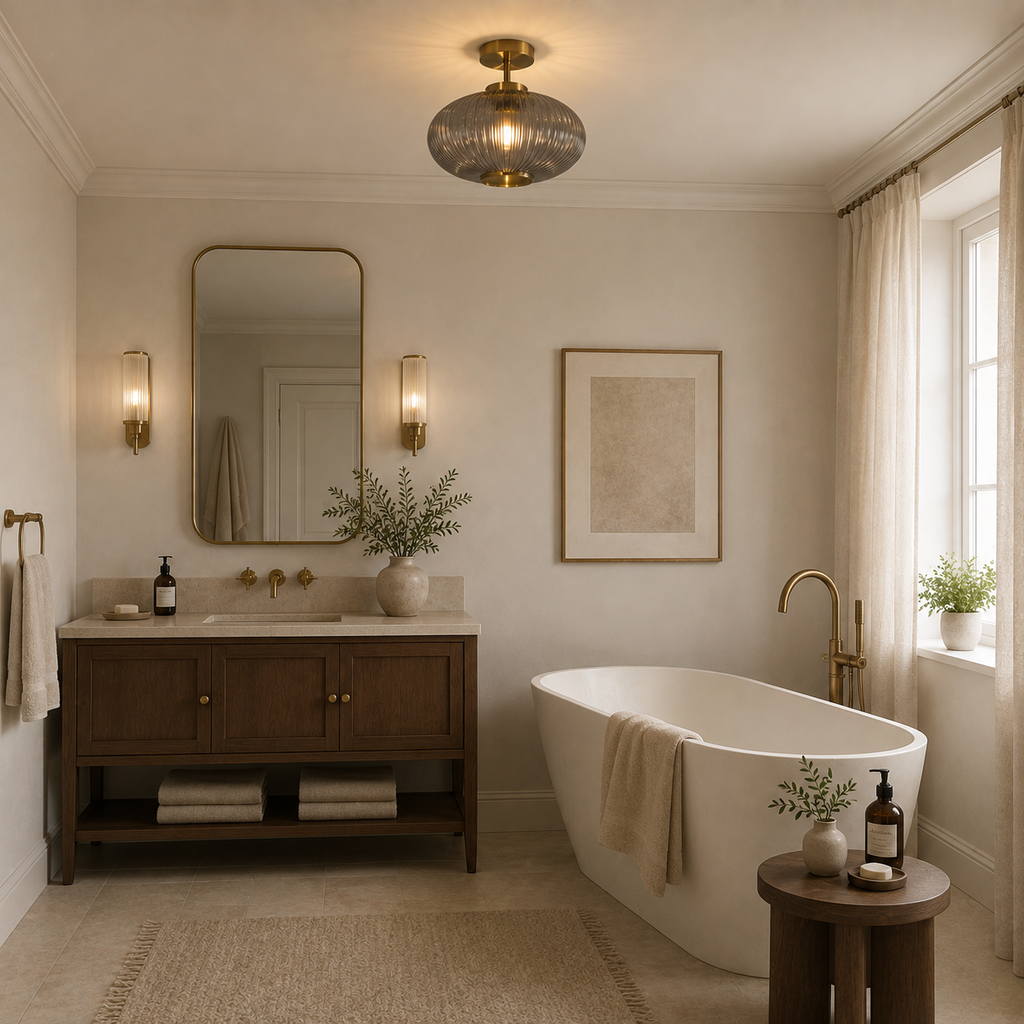 Gold Glass Ceiling Light - Hallway & Corridor Flush Light