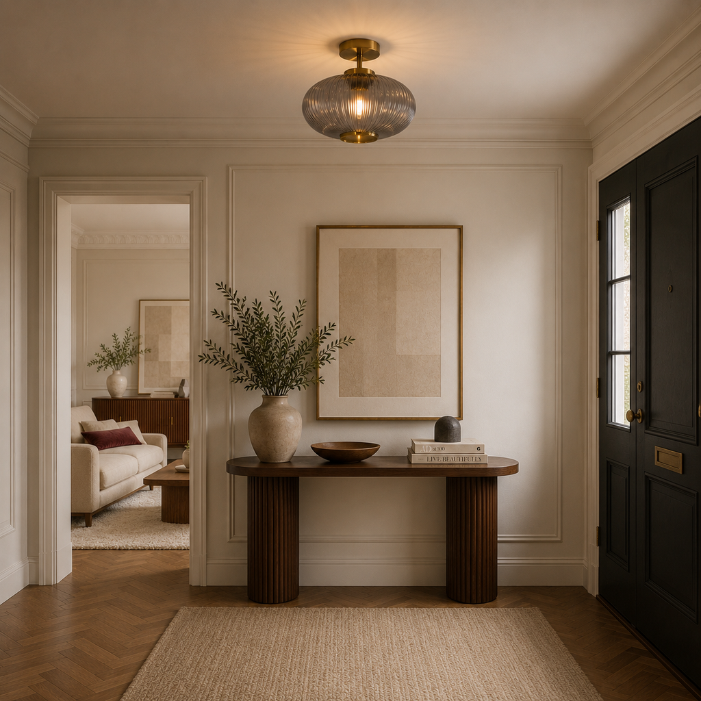 Gold Glass Ceiling Light - Hallway & Corridor Flush Light