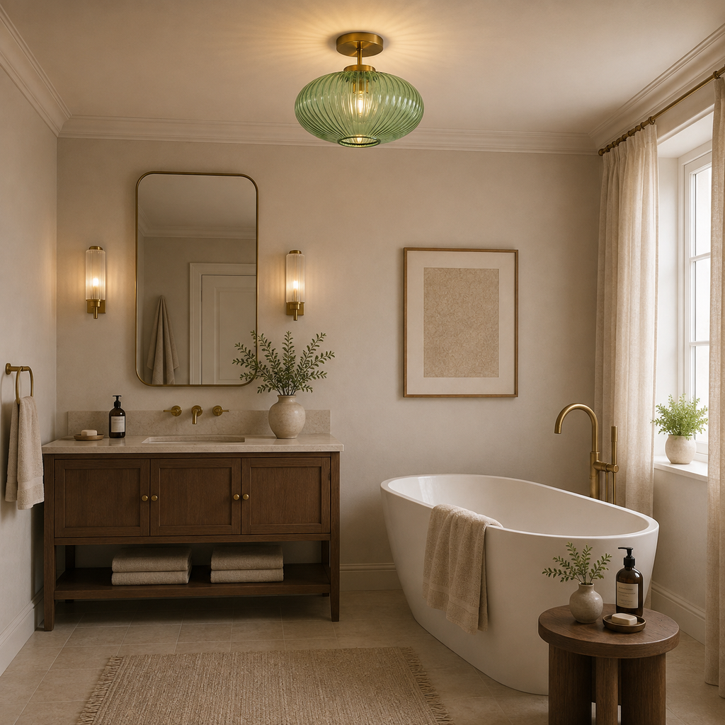 Gold Glass Ceiling Light - Hallway & Corridor Flush Light