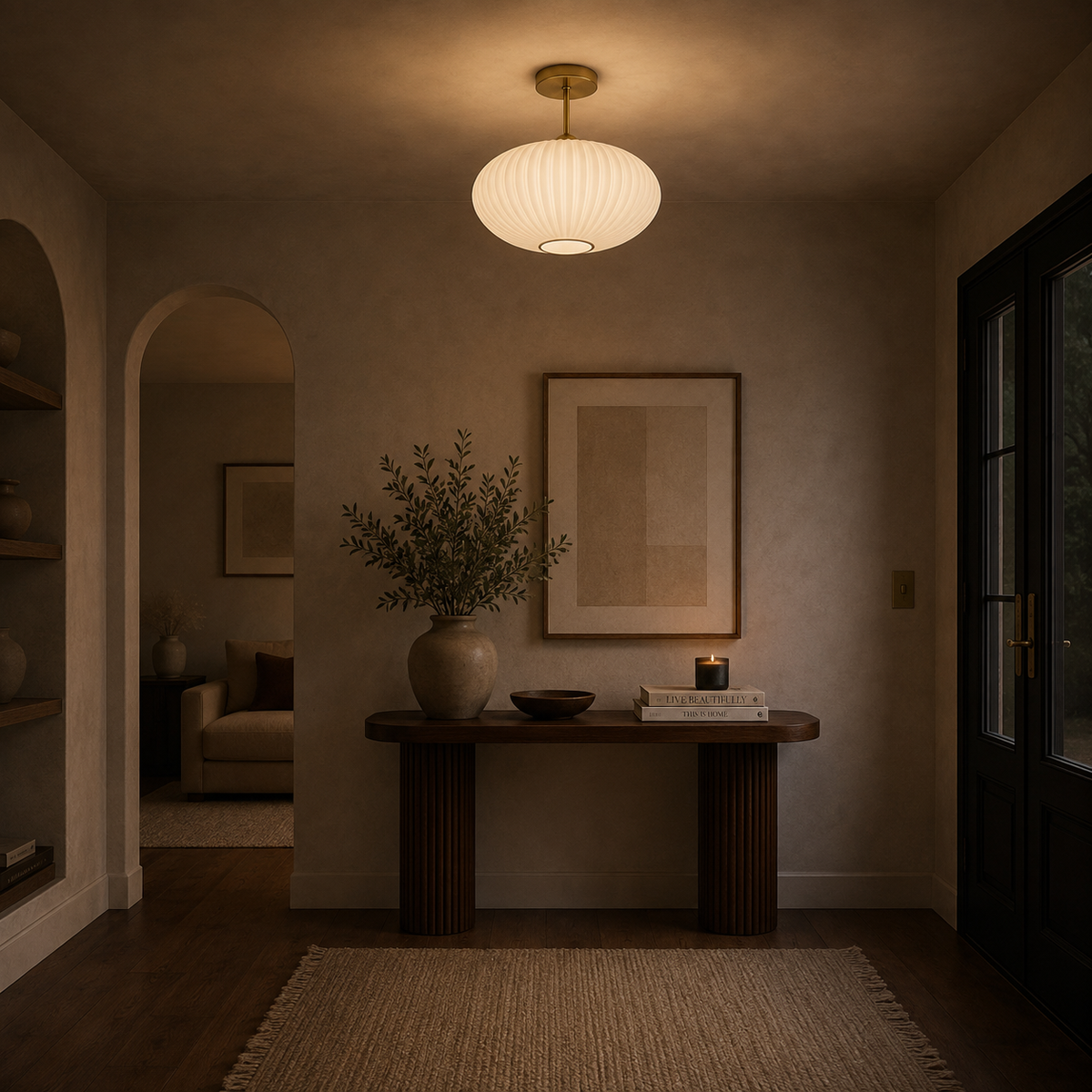 Gold Glass Ceiling Light - Hallway & Corridor Flush Light