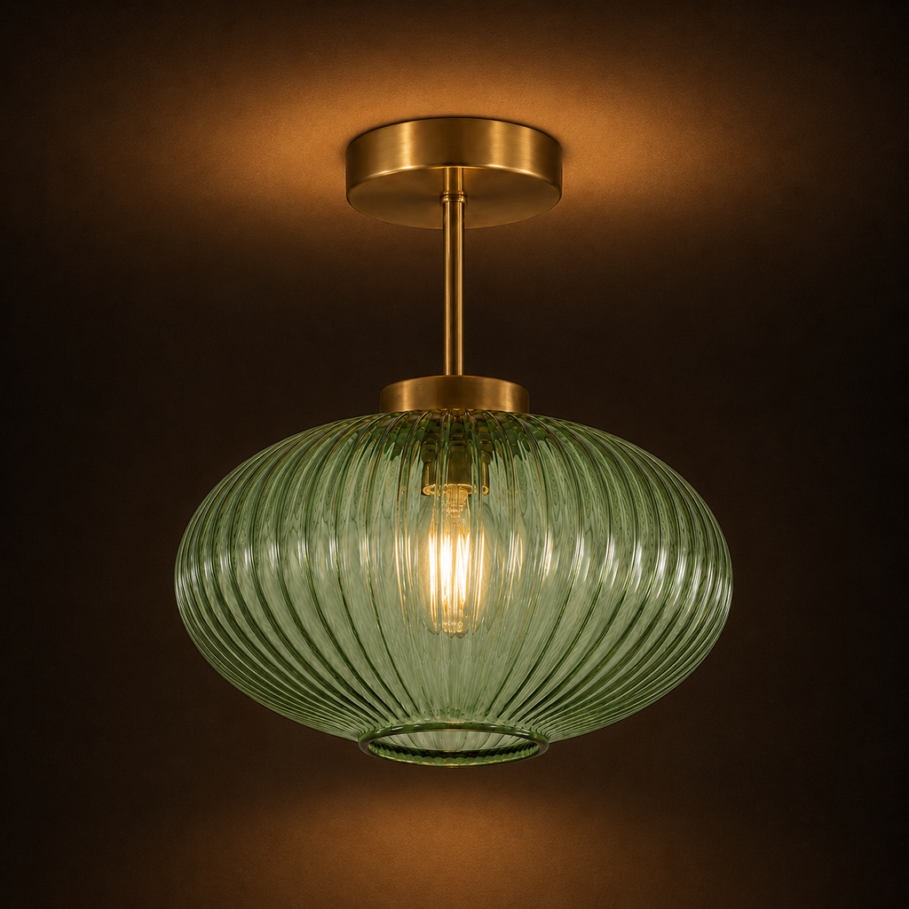 Gold Glass Ceiling Light - Hallway & Corridor Flush Light
