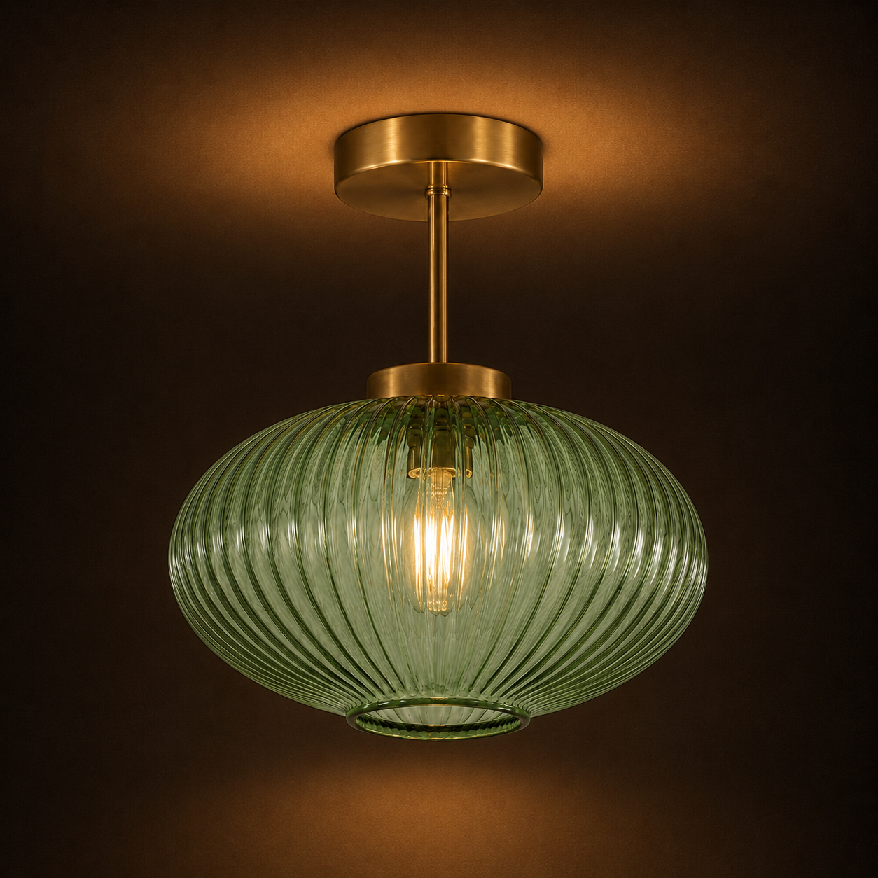 Gold Glass Ceiling Light - Hallway & Corridor Flush Light