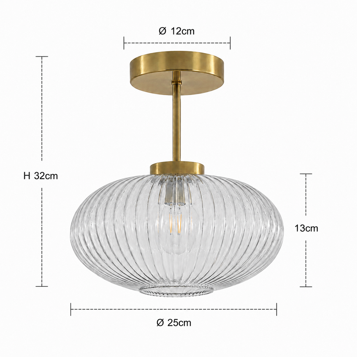 Gold Glass Ceiling Light - Hallway & Corridor Flush Light