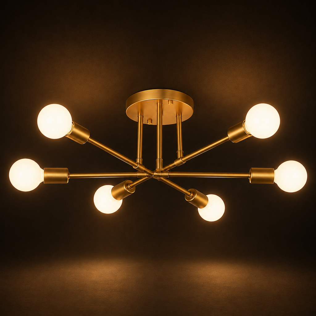 Sputnik Chandelier - Modern Semi-Flush Brushed Ceiling Light