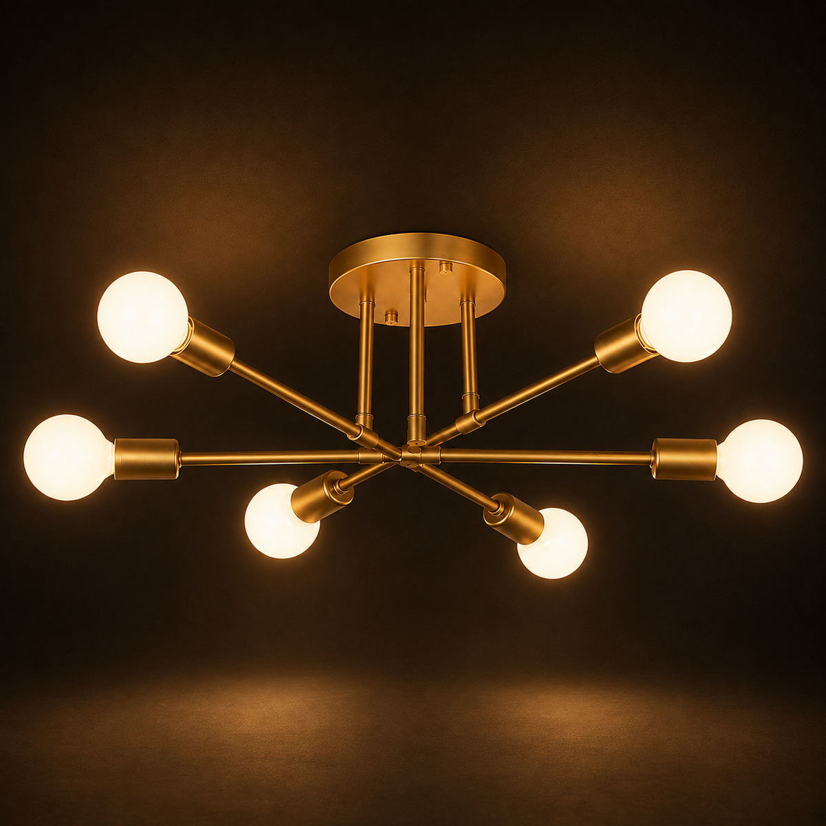 Sputnik Chandelier - Modern Semi-Flush Brushed Ceiling Light