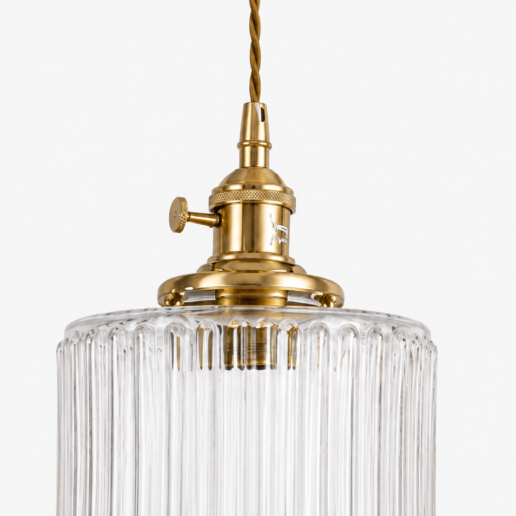 Ribbed Glass Pendant Light - 3-Light Round Cluster