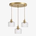 Ribbed Glass Pendant Light - 3-Light Round Cluster