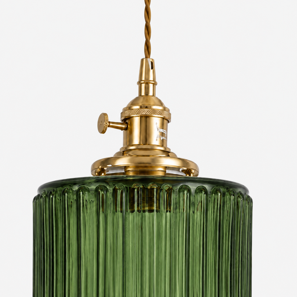 Ribbed Glass Pendant Light - 3-Light Round Cluster
