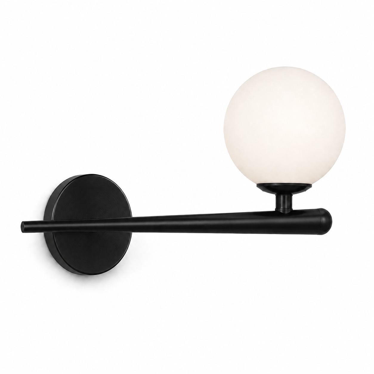 Brass Arm Wall Light -  Minimalist Glass Globe Sconce
