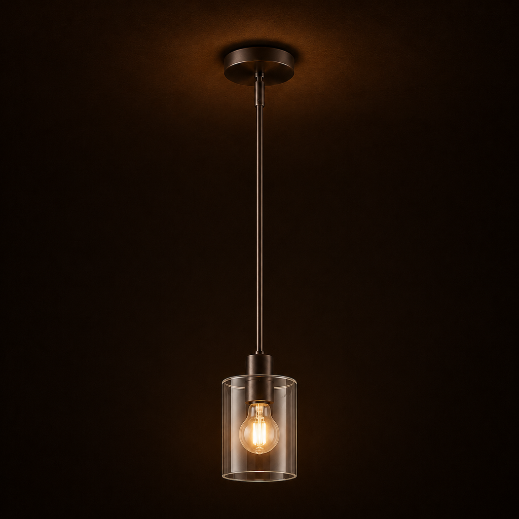 Glass Pendant Light - Minimalist Cylinder Shade