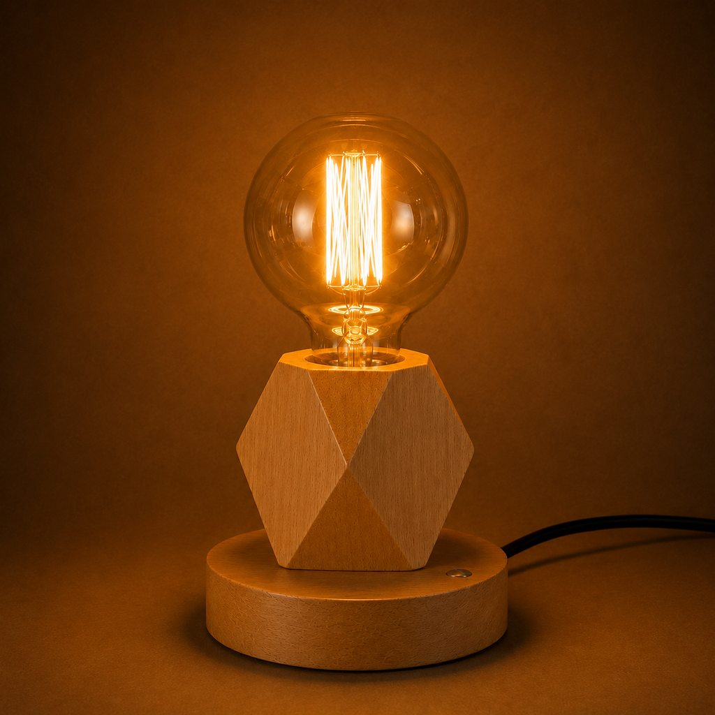 Wood Table Lamp - Modern Retro E27 Desk Lamp