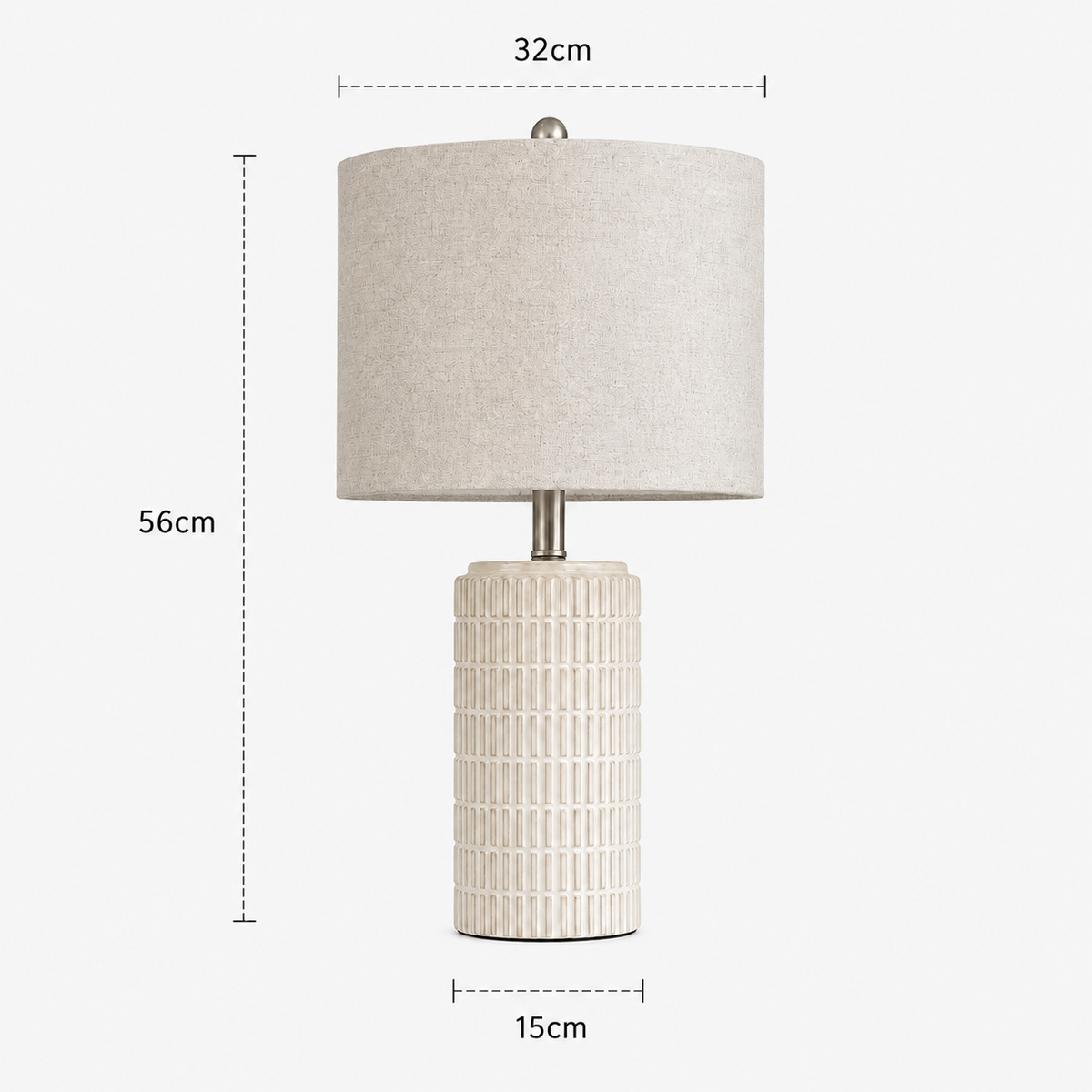 Set of 2 Ceramic Table Lamp - White Minimalist Bedside Lamp