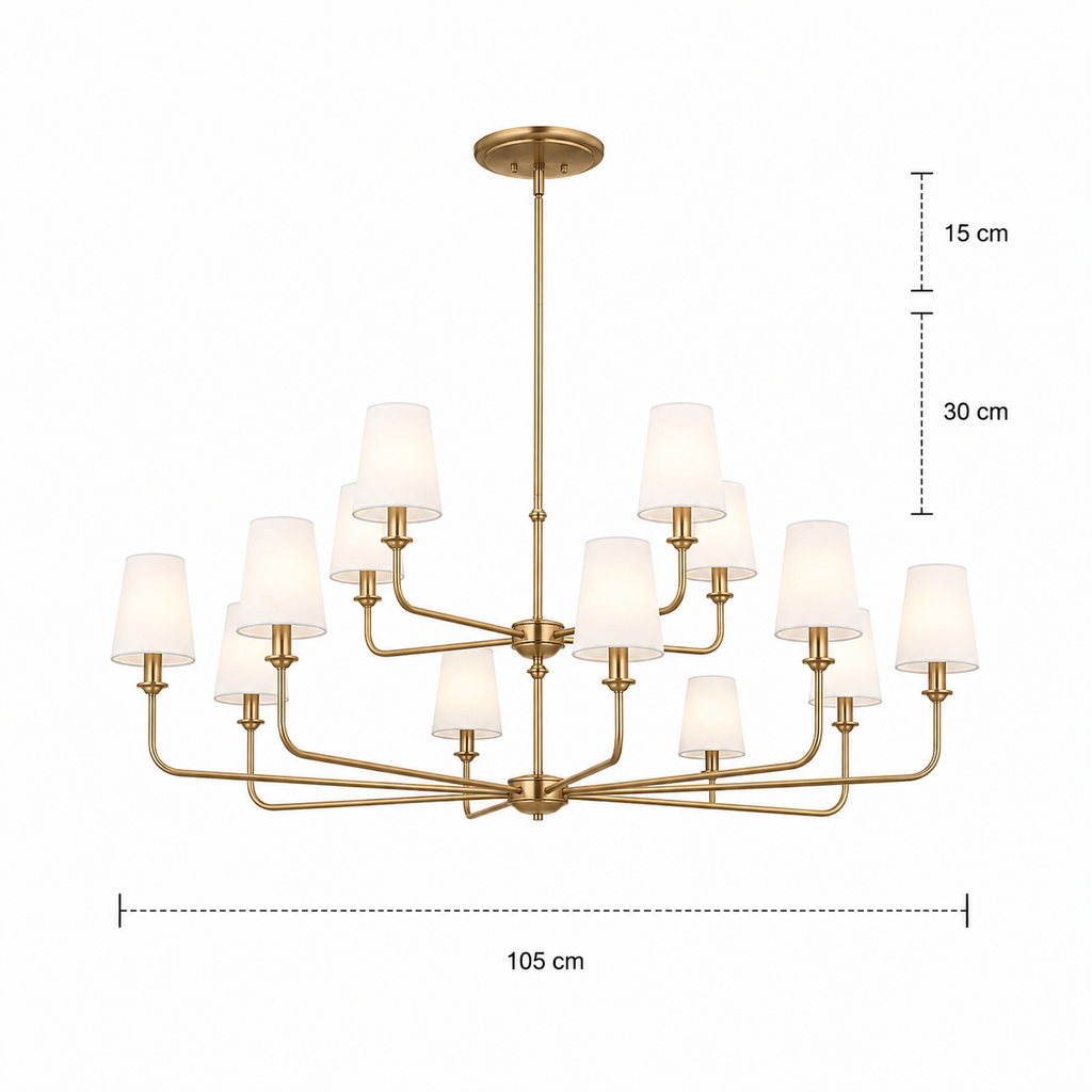 Wrought Iron Chandelier - 12-Light Two-Tier Kitchen Island Light