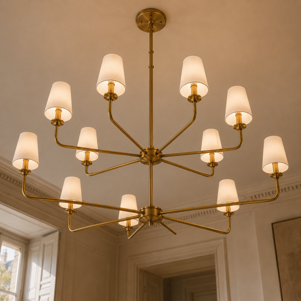 Wrought Iron Chandelier - 12-Light Two-Tier Kitchen Island Light